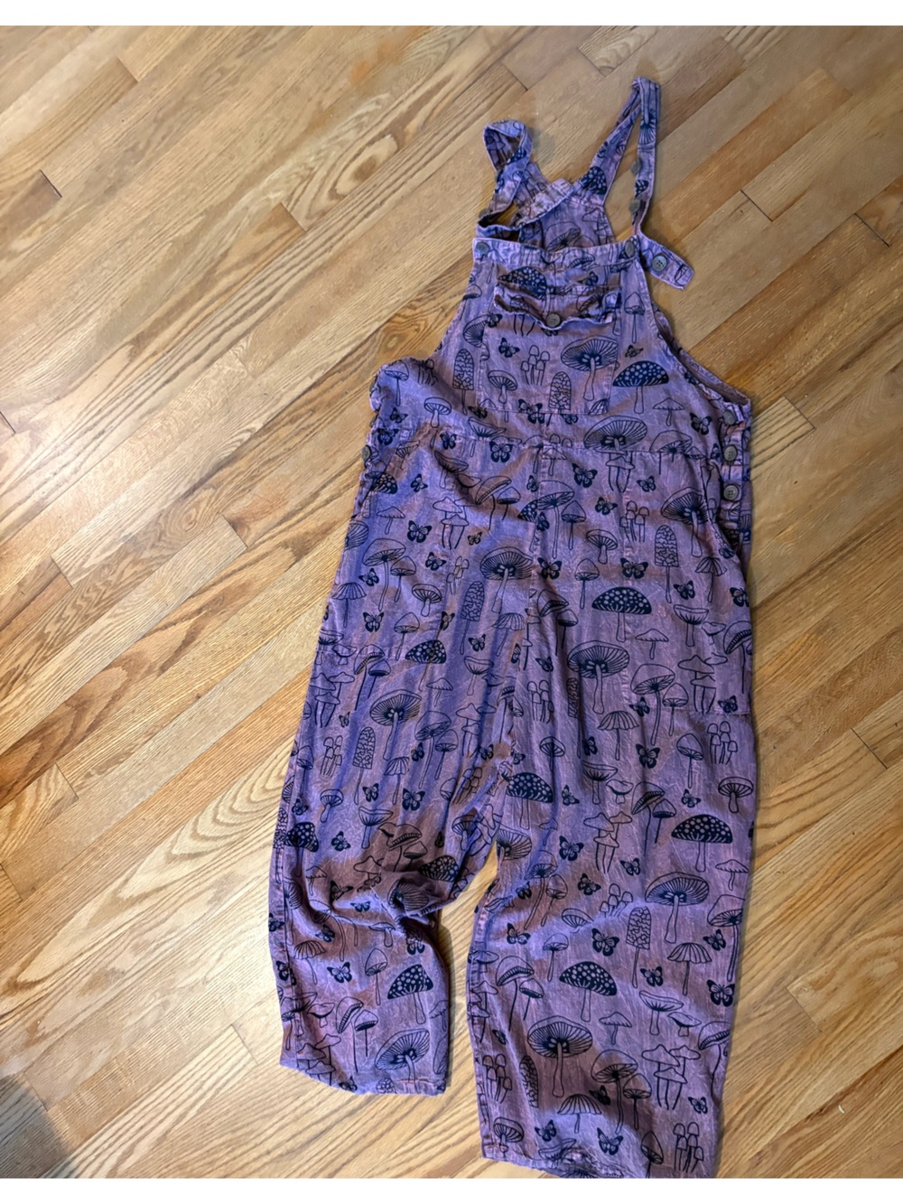 Purple Mushroom Cotton Overalls